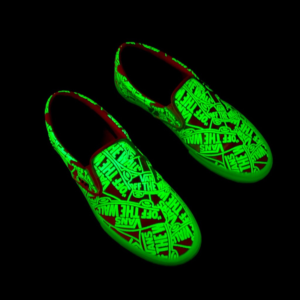 All white glow in the dark Vans size 11